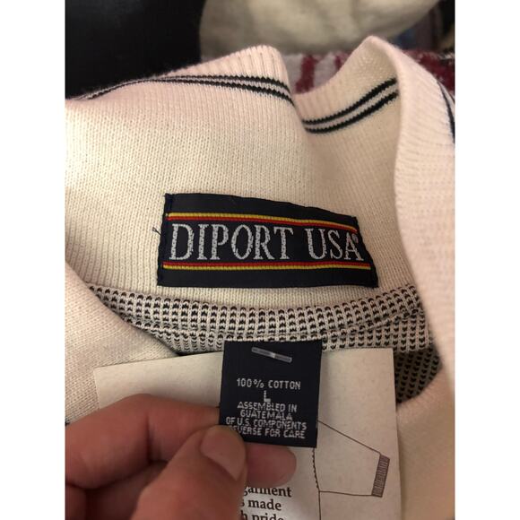 Vintage 1990s Diport USA Men’s Large Beige Short Sleeve Polo Shirt - Picture 4 of 9